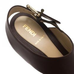 Pre Owned Fendi Brown Leather and Zucca Canvas Open Toe Sandals Size 41