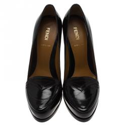 Pre Owned Fendi Two Tone Patent Leather Austin Loafer Pumps Size 37