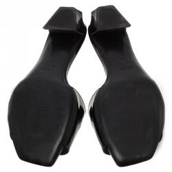 Pre Owned Fendi Black Patent Fantasia Slides Size 40