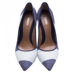 Pre Owned Fendi Two Tone Zebra Calf Hair Diamond Heel Pumps Size 36