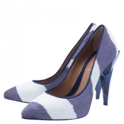 Pre Owned Fendi Two Tone Zebra Calf Hair Diamond Heel Pumps Size 36