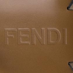 Pre Owned Fendi Beige Perforated Jute Bow Slingback Sandals Size 37