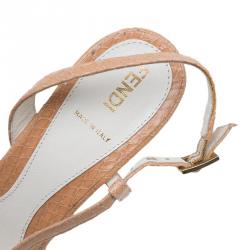 Pre Owned Fendi Tricolor Python Embossed Slingback Platform Sandals Size 41