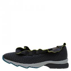 Pre Owned Fendi Black Nappa Leather Frill Trim Sneakers Size 41