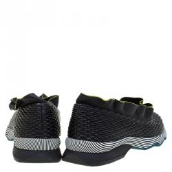 Pre Owned Fendi Black Nappa Leather Frill Trim Sneakers Size 41