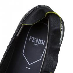 Pre Owned Fendi Black Nappa Leather Frill Trim Sneakers Size 41