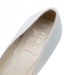 Pre Owned Fendi White Satin Bow Detail Platform Peep Toe Pumps Size 38.5