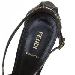 Pre Owned Fendi Zucchino Canvas Cross Strap Platform Sandals Size 40