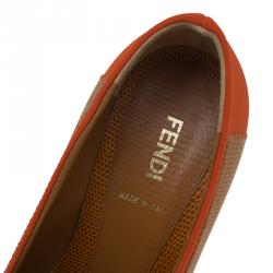 Pre Owned Fendi Multicolor Leather and Fabric Polifonia Court Studded Heel Pumps Size 37