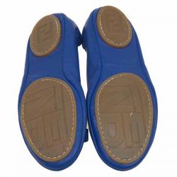 Pre Owned Fendi Blue Leather Let's Dance Bow Ballet Flats Size 38