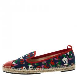 Pre Owned Fendi Muticolor Roma Printed Canvas And Leather Cap Toe Espadrilles Size 38.5
