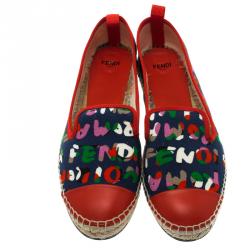 Pre Owned Fendi Muticolor Roma Printed Canvas And Leather Cap Toe Espadrilles Size 38.5