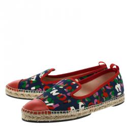 Pre Owned Fendi Muticolor Roma Printed Canvas And Leather Cap Toe Espadrilles Size 38.5