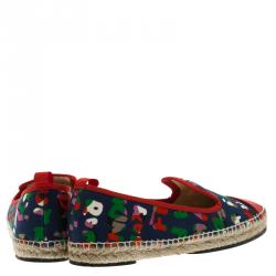Pre Owned Fendi Muticolor Roma Printed Canvas And Leather Cap Toe Espadrilles Size 38.5