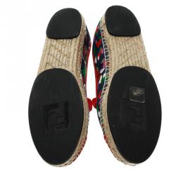 Pre Owned Fendi Muticolor Roma Printed Canvas And Leather Cap Toe Espadrilles Size 38.5