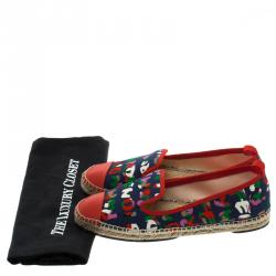 Pre Owned Fendi Muticolor Roma Printed Canvas And Leather Cap Toe Espadrilles Size 38.5