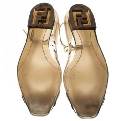 Pre Owned Fendi Grey Jelly Peep Toe Ankle Strap Ballet Flats Size 40