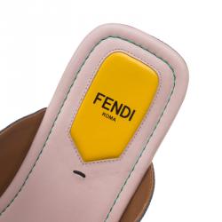 Pre Owned Fendi Multicolor Leather Bug Monster Thong Sandals Size 38.5