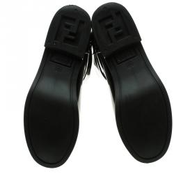 Pre Owned Fendi Black PVC Faux Lace-Up Rain Boots Size 40