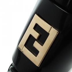 Pre Owned Fendi Black PVC Faux Lace-Up Rain Boots Size 40