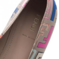 Pre Owned Fendi Beige Multicolor Zucca Spalmati Ballet Flats Size 41