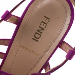 Fendi Magenta Crystal Embellished Satin Gladiator Platform Sandals Size 37