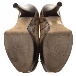 Pre Owned Fendi Two Tone Python Fendista Platform Pumps Size 37