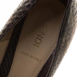 Pre Owned Fendi Two Tone Python Fendista Platform Pumps Size 37