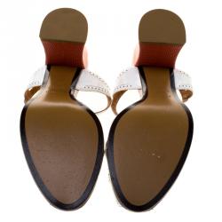 Pre Owned Fendi Two Tone Leather Ankle Strap Sandals Size 38