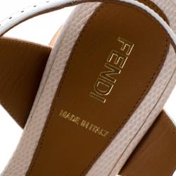 Pre Owned Fendi Two Tone Leather Ankle Strap Sandals Size 38