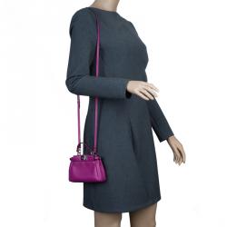 Pre Owned Fendi Fuschia Nappa Leather Micro Peekaboo Bag