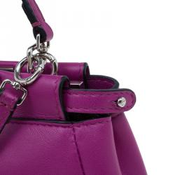 Pre Owned Fendi Fuschia Nappa Leather Micro Peekaboo Bag
