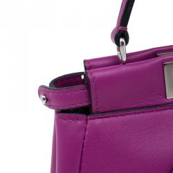 Pre Owned Fendi Fuschia Nappa Leather Micro Peekaboo Bag