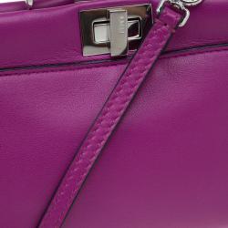 Pre Owned Fendi Fuschia Nappa Leather Micro Peekaboo Bag