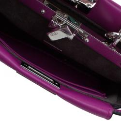 Pre Owned Fendi Fuschia Nappa Leather Micro Peekaboo Bag