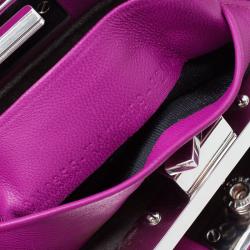 Pre Owned Fendi Fuschia Nappa Leather Micro Peekaboo Bag