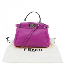 Pre Owned Fendi Fuschia Nappa Leather Micro Peekaboo Bag