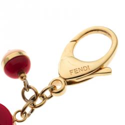 Pre Owned Fendi Pink and Red Heart Bag Charm