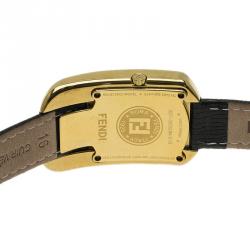 Pre Owned Fendi Black Gold Plated Stainless Steel Chameleon Woman's Wristwatch 18MM