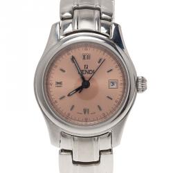 Pre Owned Fendi Pink Stainless Steel 210L Women's Wristwatch 34MM