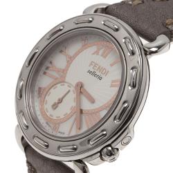 Pre Owned Fendi White Stainless Steel Selleria Women's Wristwatch 37MM