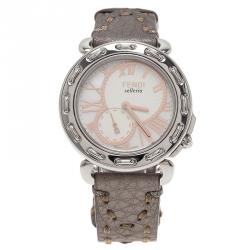 Pre Owned Fendi White Stainless Steel Selleria Women's Wristwatch 37MM