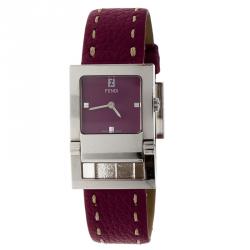Pre Owned Fendi Pink Stainless Steel Classic Women's Wristwatch 26MM