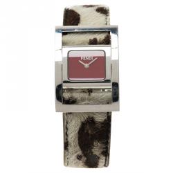 Fendi Red Stainless Steel Classic Women's Wristwatch 26MM