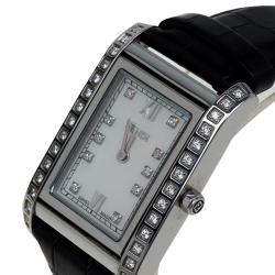 Pre Owned Fendi Mother of Pearl Stainless Steel Diamond Loop Women's Wristwatch 27MM