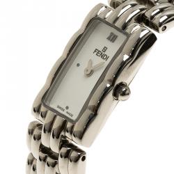 Pre Owned Fendi White Stainless Steel Classic Women's Wristwatch 15MM