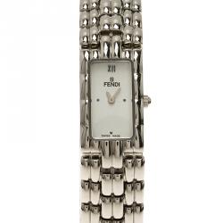 Pre Owned Fendi White Stainless Steel Classic Women's Wristwatch 15MM