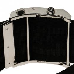 Pre Owned Fendi Black Stainless Steel Diamond Zip Code Women's Wristwatch 40MM