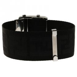 Pre Owned Fendi Black Stainless Steel Diamond Zip Code Women's Wristwatch 40MM