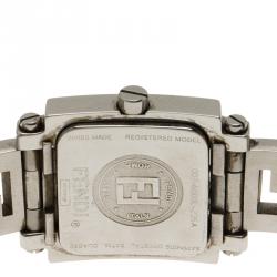 Pre Owned Fendi Silver Stainless Steel Quadro Women's Wristwatch 25MM